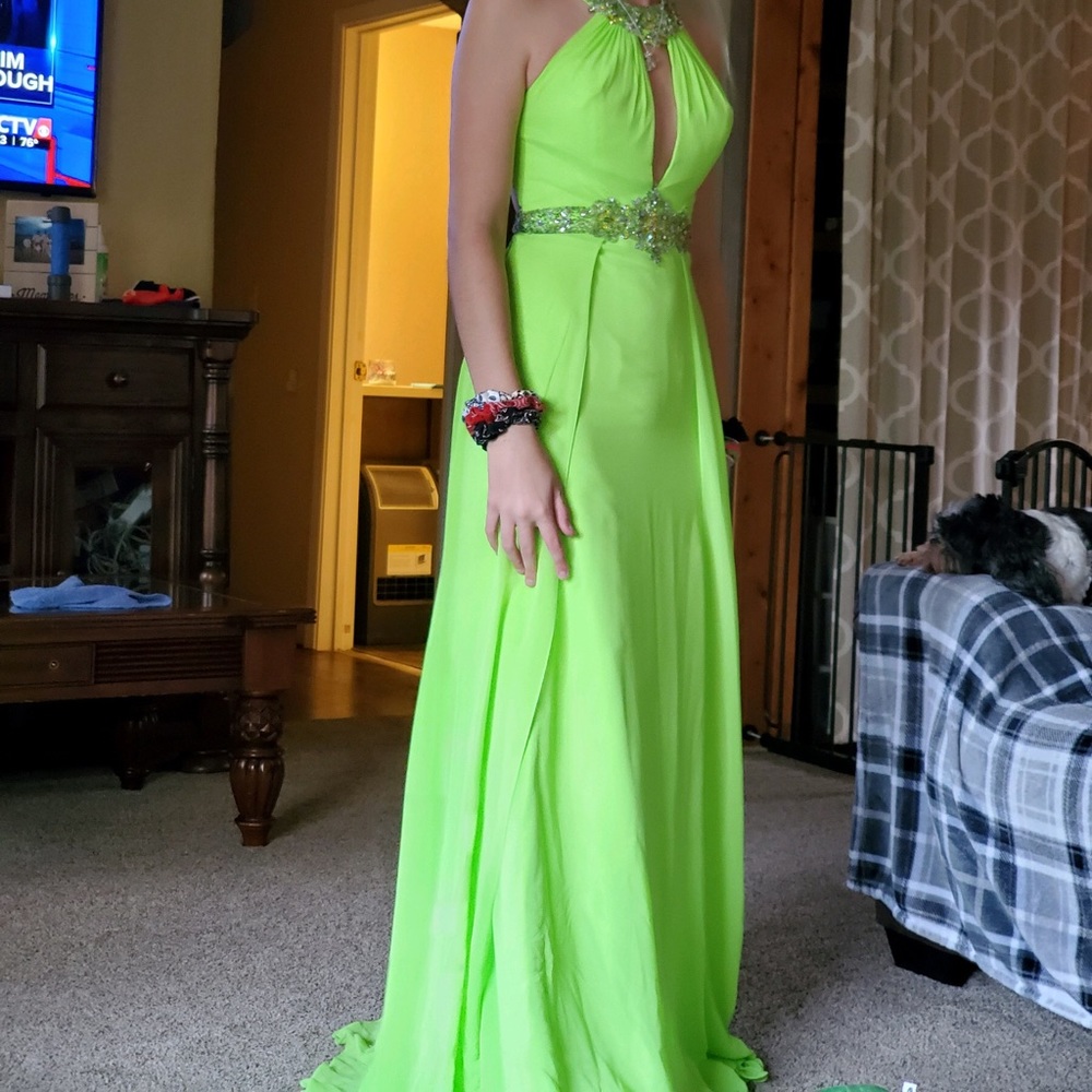 Chiffon Lime Green Dress